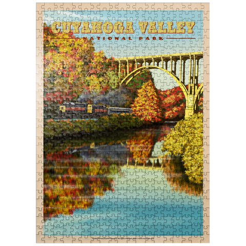 puzzleplate Cuyahoga Valley - Train Journey through Autumn, Vintage Travel Poster 500 Jigsaw Puzzle