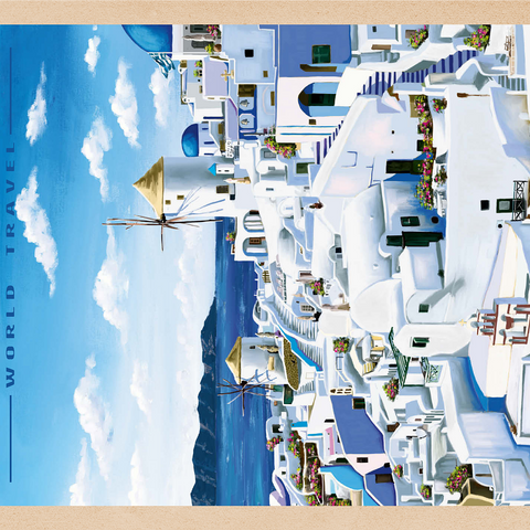 Greece Santorini - In Blue and White, Vintage Travel Poster 1000 Jigsaw Puzzle 3D Modell