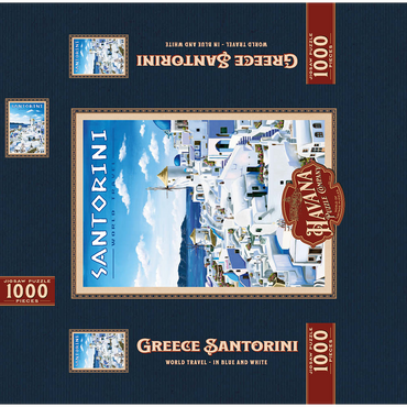 Greece Santorini - In Blue and White, Vintage Travel Poster 1000 Jigsaw Puzzle box 3D Modell