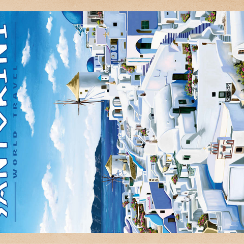 Greece Santorini - In Blue and White, Vintage Travel Poster 100 Jigsaw Puzzle 3D Modell