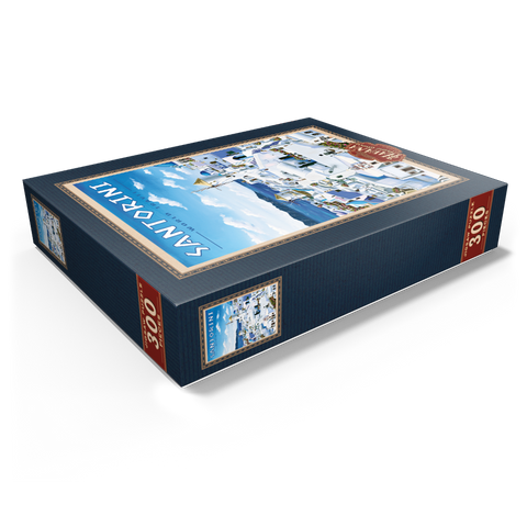 Greece Santorini - In Blue and White, Vintage Travel Poster 300 Jigsaw Puzzle box view1