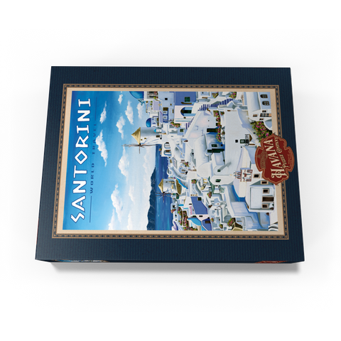 Greece Santorini - In Blue and White, Vintage Travel Poster 300 Jigsaw Puzzle box view3