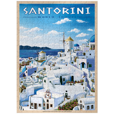 puzzleplate Greece Santorini - In Blue and White, Vintage Travel Poster 300 Jigsaw Puzzle