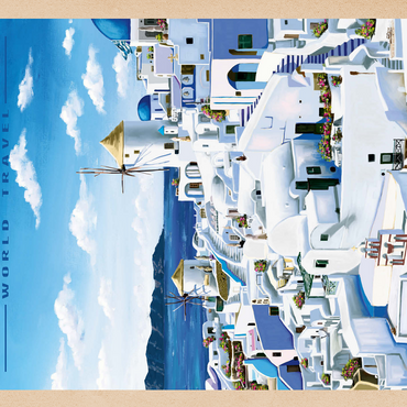 Greece Santorini - In Blue and White, Vintage Travel Poster 500 Jigsaw Puzzle 3D Modell