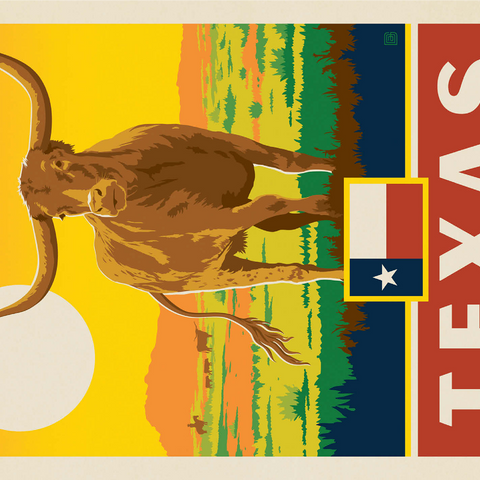 Texas: The Lone Star State, State Pride Vintage Poster 1000 Jigsaw Puzzle 3D Modell