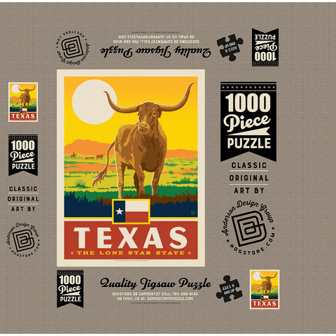 Texas: The Lone Star State, State Pride Vintage Poster 1000 Jigsaw Puzzle box 3D Modell