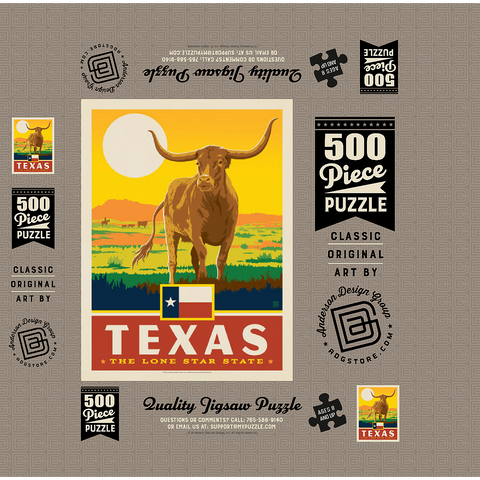 Texas: The Lone Star State, State Pride Vintage Poster 500 Jigsaw Puzzle box 3D Modell