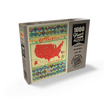 Explore America Map: 50 State Emblems, State Pride Vintage Poster 1000 Jigsaw Puzzle box view2