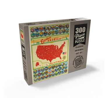 Explore America Map: 50 State Emblems, State Pride Vintage Poster 300 Jigsaw Puzzle box view2