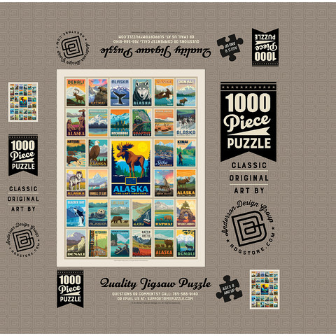 Alaska: Multi-Image Print, State Pride, Vintage Poster 1000 Jigsaw Puzzle box 3D Modell
