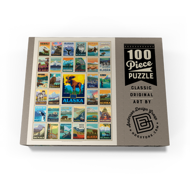 Alaska: Multi-Image Print, State Pride, Vintage Poster 100 Jigsaw Puzzle box view3