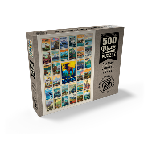 Alaska: Multi-Image Print, State Pride, Vintage Poster 500 Jigsaw Puzzle box view2