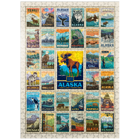 puzzleplate Alaska: Multi-Image Print, State Pride, Vintage Poster 500 Jigsaw Puzzle