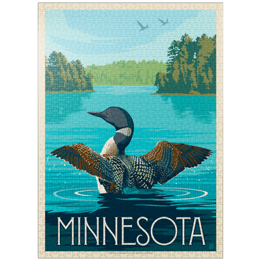 puzzleplate Minnesota: Loon, Vintage Poster 1000 Jigsaw Puzzle