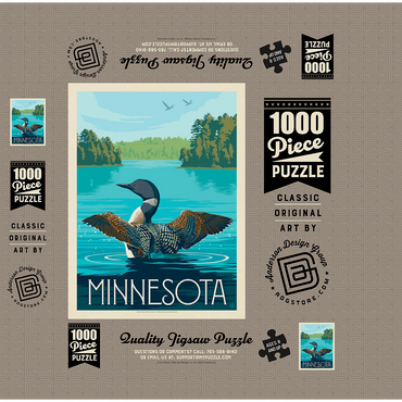 Minnesota: Loon, Vintage Poster 1000 Jigsaw Puzzle box 3D Modell