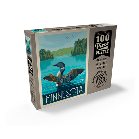 Minnesota: Loon, Vintage Poster 100 Jigsaw Puzzle box view2