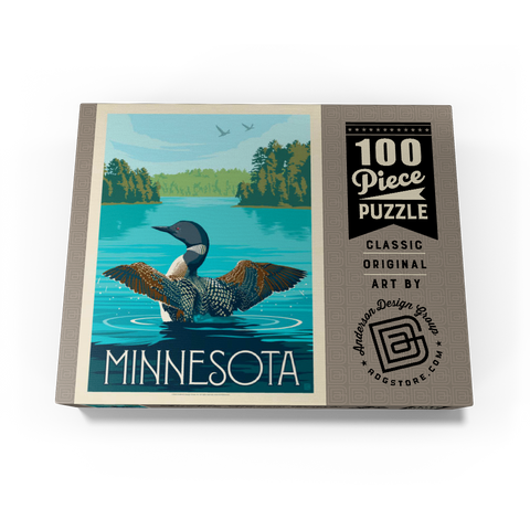 Minnesota: Loon, Vintage Poster 100 Jigsaw Puzzle box view3