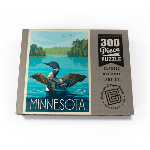 Minnesota: Loon, Vintage Poster 300 Jigsaw Puzzle box view3