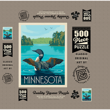 Minnesota: Loon, Vintage Poster 500 Jigsaw Puzzle box 3D Modell
