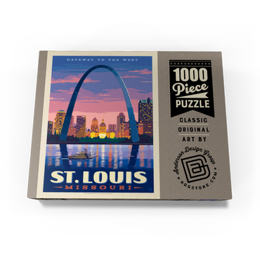 St. Louis, MO: Gateway Arch At Sunset, Vintage Poster 1000 Jigsaw Puzzle box view3