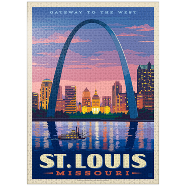 puzzleplate St. Louis, MO: Gateway Arch At Sunset, Vintage Poster 1000 Jigsaw Puzzle