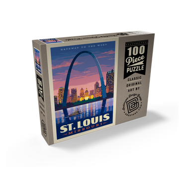 St. Louis, MO: Gateway Arch At Sunset, Vintage Poster 100 Jigsaw Puzzle box view2
