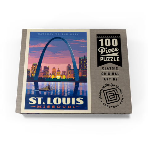 St. Louis, MO: Gateway Arch At Sunset, Vintage Poster 100 Jigsaw Puzzle box view3