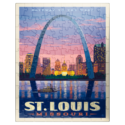puzzleplate St. Louis, MO: Gateway Arch At Sunset, Vintage Poster 100 Jigsaw Puzzle