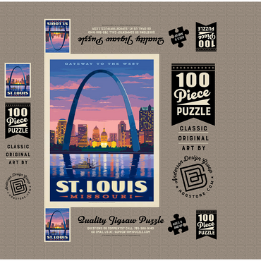 St. Louis, MO: Gateway Arch At Sunset, Vintage Poster 100 Jigsaw Puzzle box 3D Modell