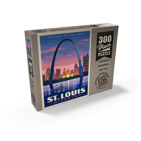 St. Louis, MO: Gateway Arch At Sunset, Vintage Poster 300 Jigsaw Puzzle box view2