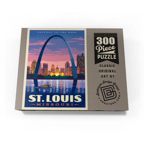 St. Louis, MO: Gateway Arch At Sunset, Vintage Poster 300 Jigsaw Puzzle box view3
