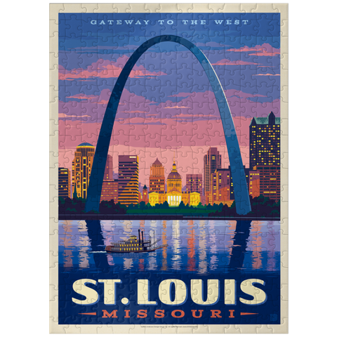 puzzleplate St. Louis, MO: Gateway Arch At Sunset, Vintage Poster 300 Jigsaw Puzzle