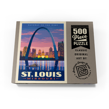 St. Louis, MO: Gateway Arch At Sunset, Vintage Poster 500 Jigsaw Puzzle box view3