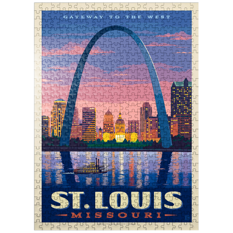 puzzleplate St. Louis, MO: Gateway Arch At Sunset, Vintage Poster 500 Jigsaw Puzzle