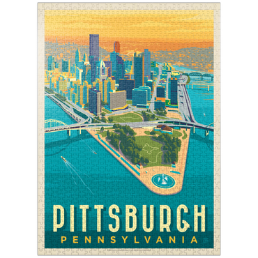 puzzleplate Pittsburgh, PA: Bird's Eye View, Vintage Poster 1000 Jigsaw Puzzle