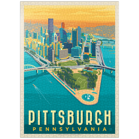 puzzleplate Pittsburgh, PA: Bird's Eye View, Vintage Poster 1000 Jigsaw Puzzle
