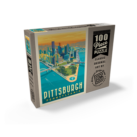 Pittsburgh, PA: Bird's Eye View, Vintage Poster 100 Jigsaw Puzzle box view2