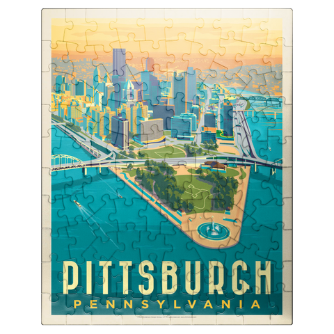 puzzleplate Pittsburgh, PA: Bird's Eye View, Vintage Poster 100 Jigsaw Puzzle