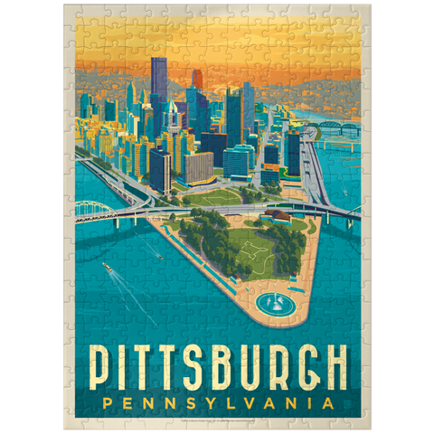 puzzleplate Pittsburgh, PA: Bird's Eye View, Vintage Poster 300 Jigsaw Puzzle