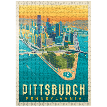 puzzleplate Pittsburgh, PA: Bird's Eye View, Vintage Poster 500 Jigsaw Puzzle