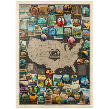 puzzleplate 63 American National Parks: Collage Map, Vintage Poster 1000 Jigsaw Puzzle