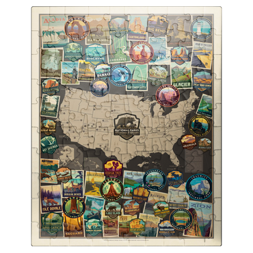 puzzleplate 63 American National Parks: Collage Map, Vintage Poster 100 Jigsaw Puzzle