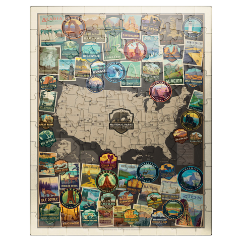 puzzleplate 63 American National Parks: Collage Map, Vintage Poster 100 Jigsaw Puzzle