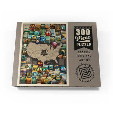 63 American National Parks: Collage Map, Vintage Poster 300 Jigsaw Puzzle box view3