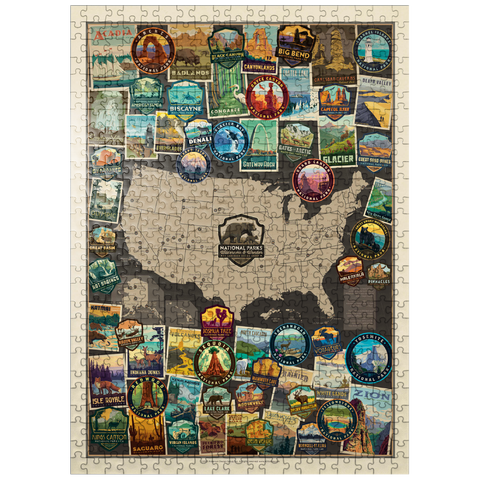 puzzleplate 63 American National Parks: Collage Map, Vintage Poster 500 Jigsaw Puzzle