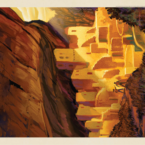 Mesa Verde National Park: Golden Moment, Vintage Poster 100 Jigsaw Puzzle 3D Modell