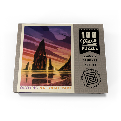 Olympic National Park: Pelican Sunset, Vintage Poster 100 Jigsaw Puzzle box view3