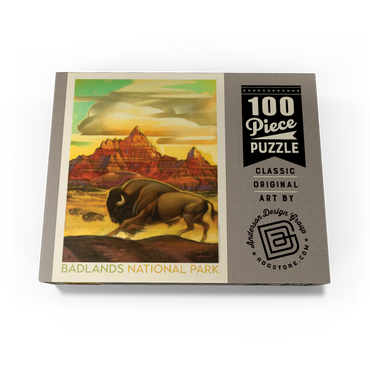 Badlands National Park: Rumbling Herd, Vintage Poster 100 Jigsaw Puzzle box view3