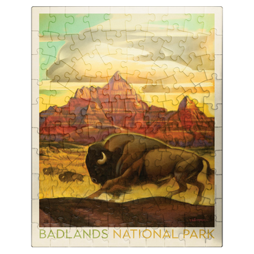 puzzleplate Badlands National Park: Rumbling Herd, Vintage Poster 100 Jigsaw Puzzle