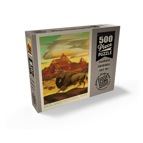 Badlands National Park: Rumbling Herd, Vintage Poster 500 Jigsaw Puzzle box view2